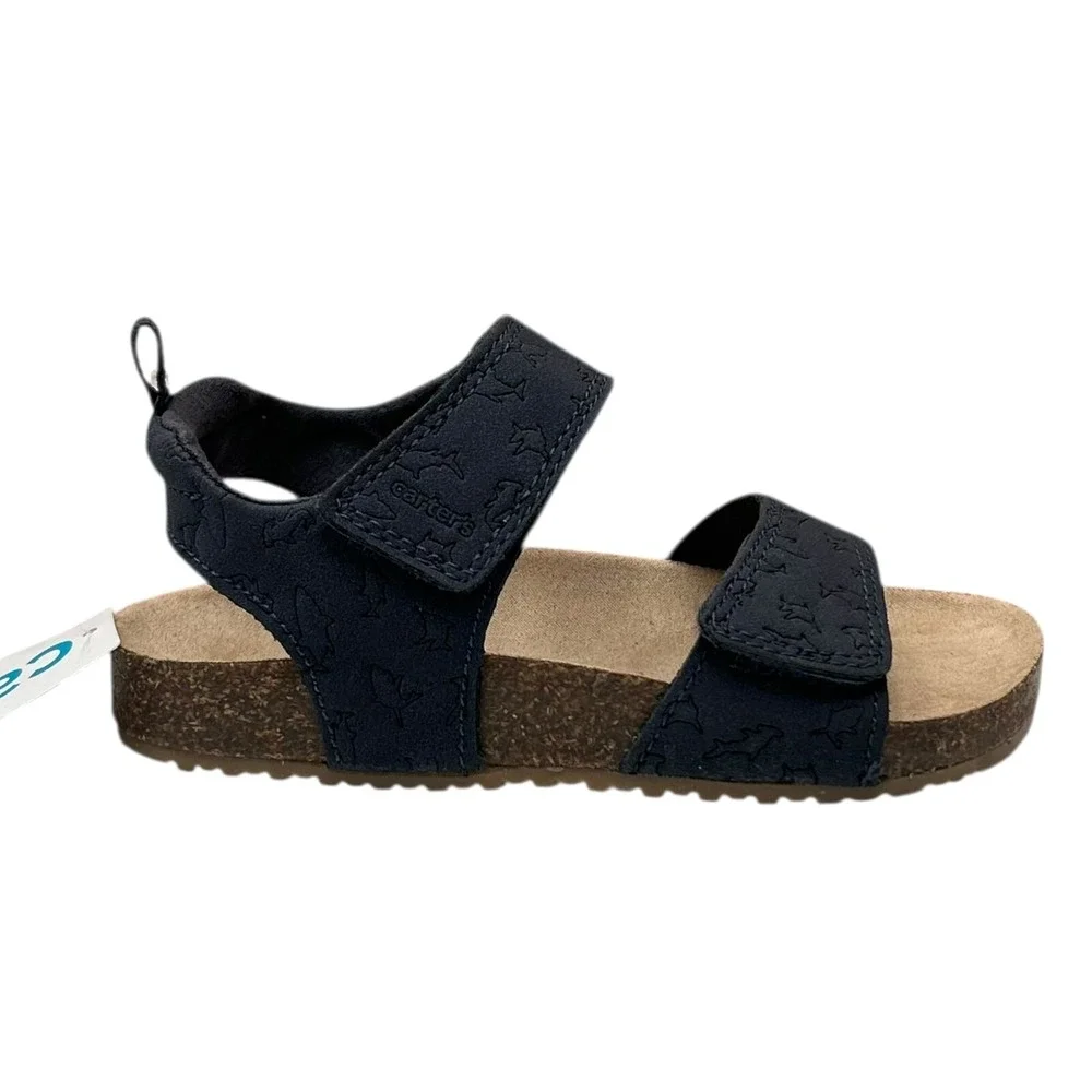Carter's Toddler Boys Slip-on Sandals Size 6 Navy Blue Adjustable Straps Comfort